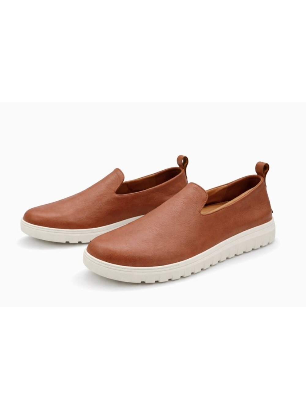 Vionic Uptown Willa Supportive Sneaker Tan Leather Slip On Women 7.5 Wide Loafer